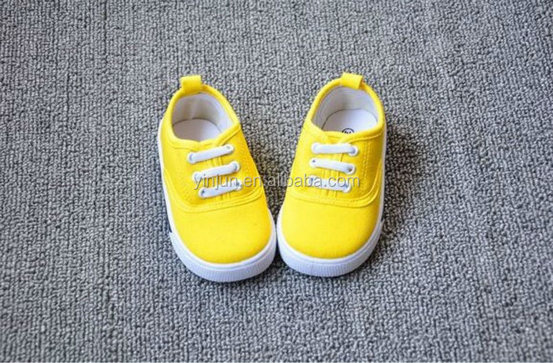 黄色の色でシンプルなprewalkerの子供カジュアルなキャンバスシューズ問屋・仕入れ・卸・卸売り