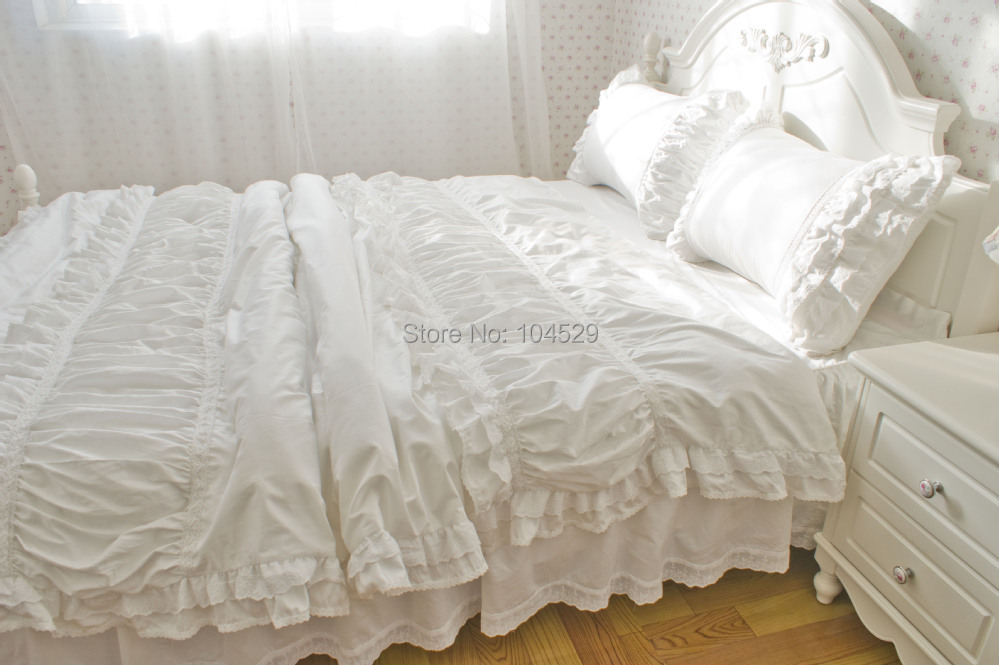 luxury korean embroidered lace ruffle bedding sets snow luxury korean embroidered lace ruffle bedding sets snow