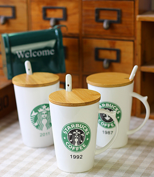Купить 320 мл starbucks стакан керамическая чашка с деревянной крышкой ...