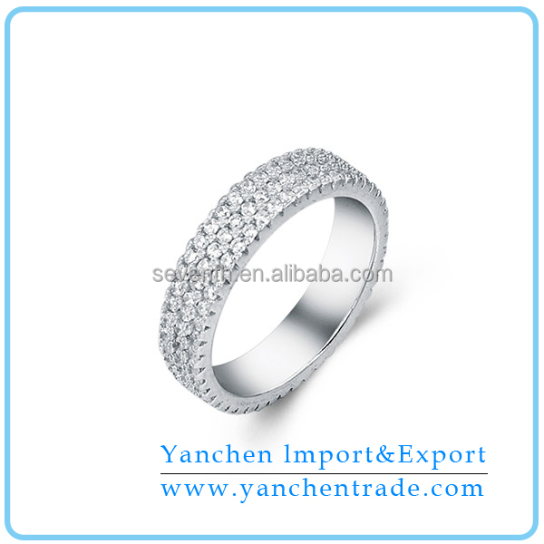 最新のデザインファッショナブルな2014年925スターリングシルバーロジウムメッキのczダイヤモンドの結婚指輪問屋・仕入れ・卸・卸売り