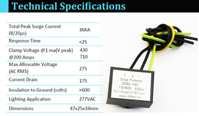 LED Street Light surge voltage ZMAV-1103 Dalian Huarui Left-Type Charging