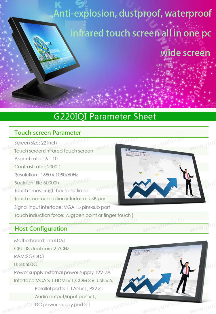 G220iqi/22インチaiopc/d61i3インテルデュアルコア3.3グラム/赤外線タッチスクリーンすべて一台のpcで問屋・仕入れ・卸・卸売り