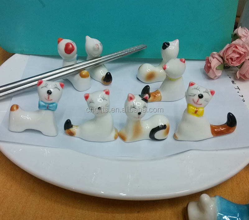 創造的な美しい高品質セラミックス猫の形の箸ホルダー残り箸ラック仕入れ・メーカー・工場