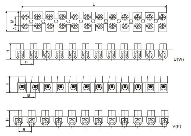 u、 h、 w、 絶縁プラスチックf型端子台仕入れ・メーカー・工場