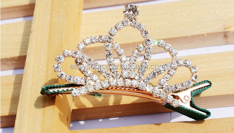 結婚式帽子クリップ大きな王冠の水晶のヘアの女の子のためのフランス語クリップ問屋・仕入れ・卸・卸売り