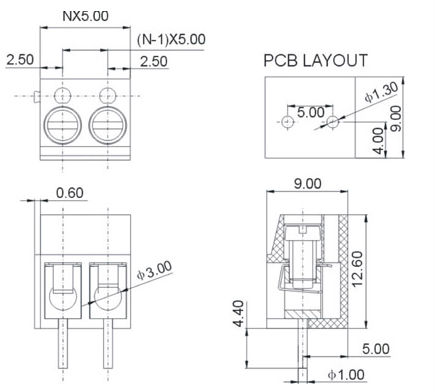 高品質なプリント基板zb3005.0ミリメートルネジ端子台仕入れ・メーカー・工場