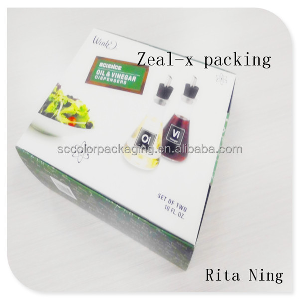 Recycled paper box with red wine with pvc insert