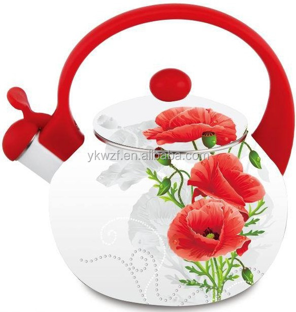 新しいデザインの花デカール2014年笛吹きケトルホーロー/トルコティーポット/紅茶用のやかん問屋・仕入れ・卸・卸売り