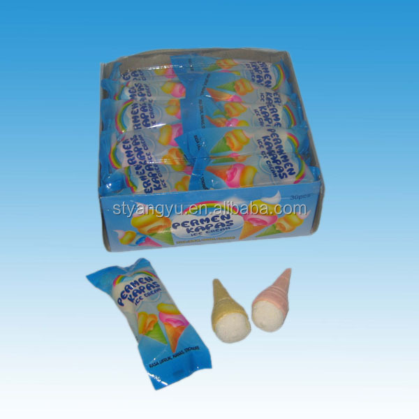 ice cream cone with mix flavor marshmallow candy