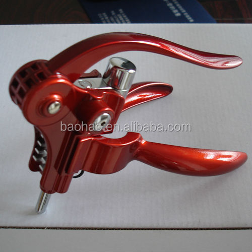Cheap and hot selling plastic rabbit corkscrew and Red wine opener set with corkscrew and foil cutter