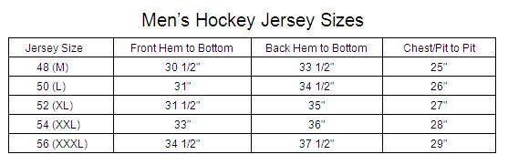 adidas nhl size chart