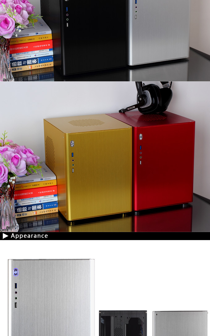 Купить realan d5 вертикальные Золотой алюминиевый мини-itx корпус для ...