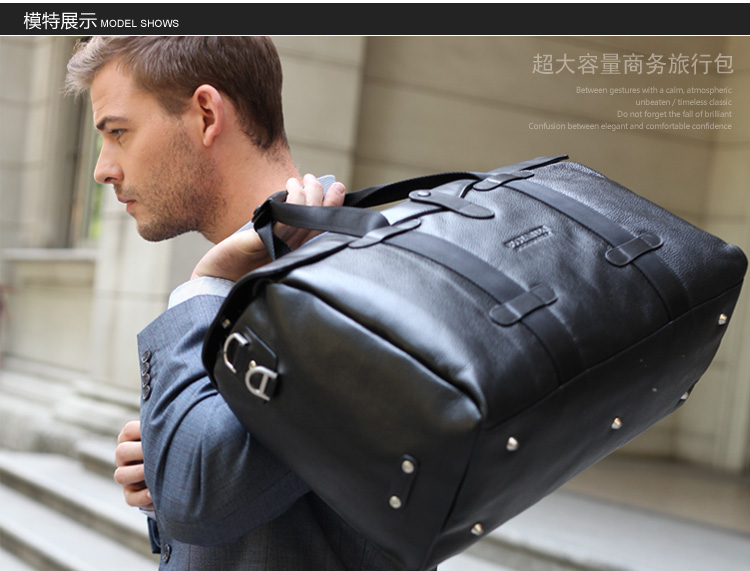 Travel Men's Bags 100% Genuine Real Cowhide Leather Shoulder Bag Hug