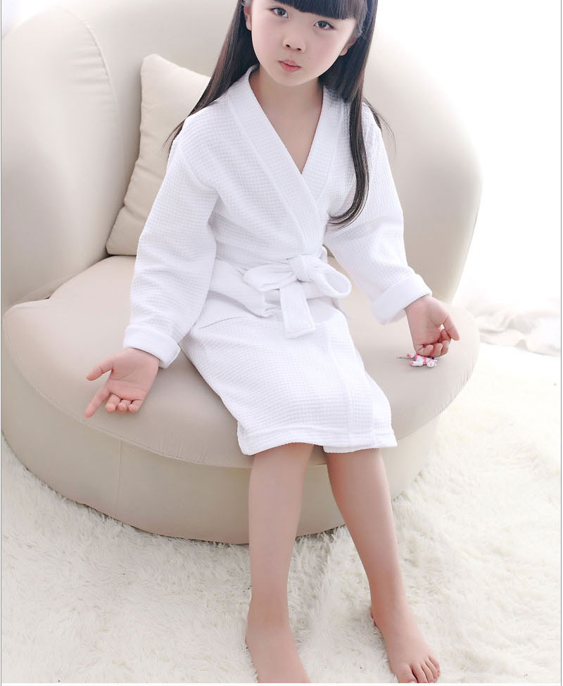 トルコ白い女の子の子供の性別のジッパー付きワッフル織り着物ローブ仕入れ・メーカー・工場