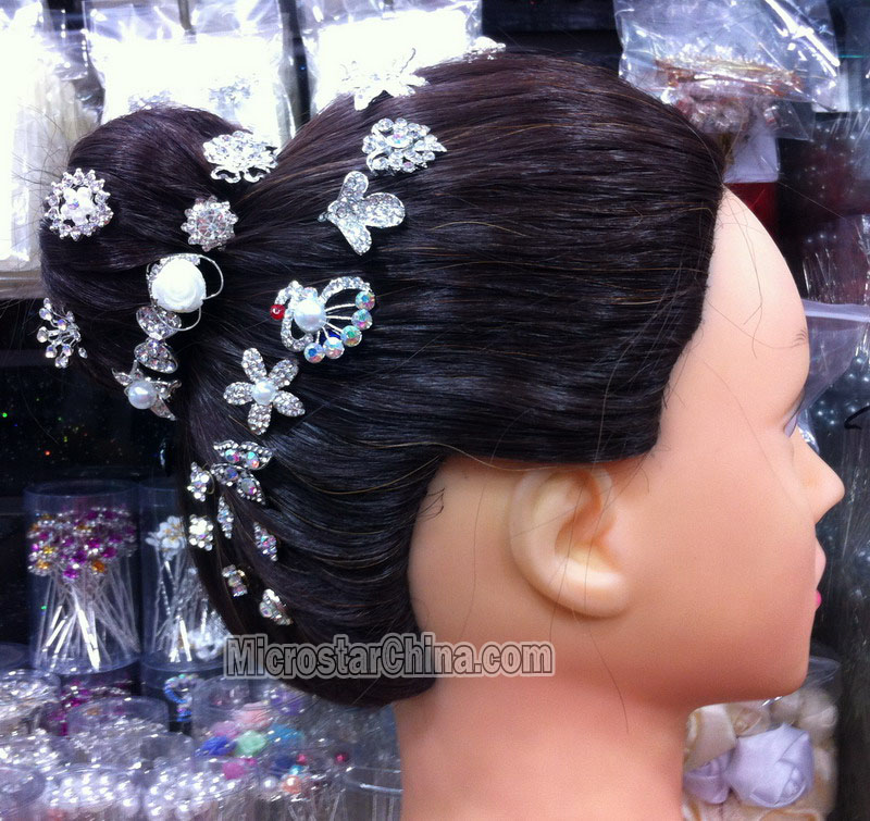 最高品質のパーティー花嫁介添人の女の子在庫で凝った髪ボビーピン問屋・仕入れ・卸・卸売り