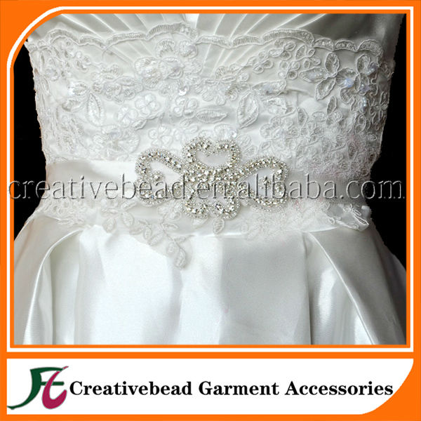 China Wholesale Flower Crystal Rhinestone Beaded Appliques Trim