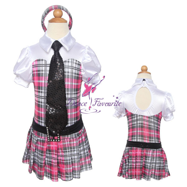 ジャズ・タップ・ヒップホップダンスウェアのスパンデックスの衣装の女の子ステージパフ袖レオタードスカート付き最高品質ダンス衣装問屋・仕入れ・卸・卸売り