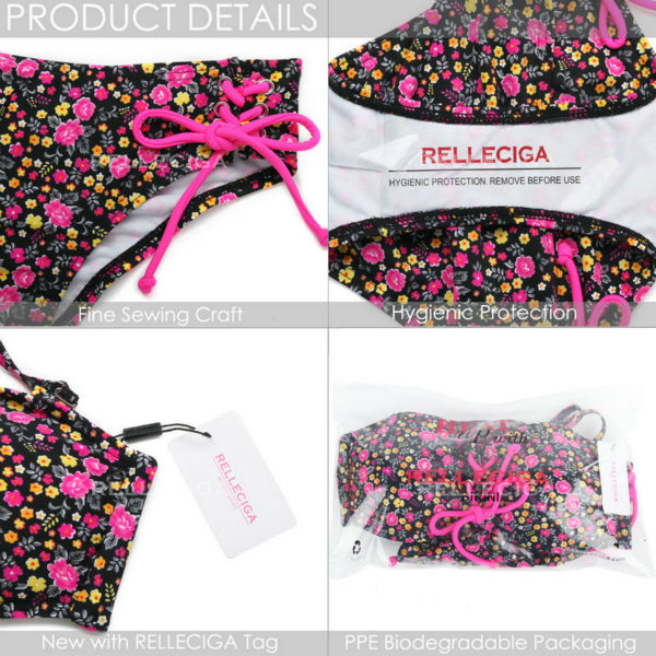 Relleciga 2016華鏡- ピンク夢floralswimwear付き レース アップ フロント & ブラジリアンカット うずくまる尻仕入れ・メーカー・工場