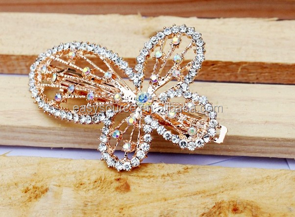 新しいスタイルファンシーローズゴールドbutterly形のヘアクリップ問屋・仕入れ・卸・卸売り