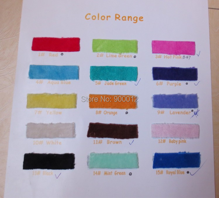 Bamboo velour fabric color chart