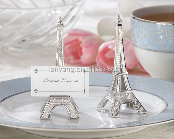 Eiffel Tower Silver Place Card Holder Paris Theme Decorations