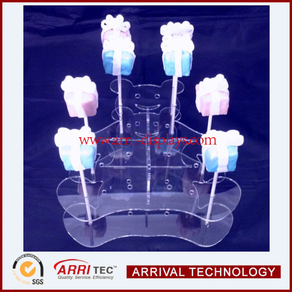 Acrylic tidy bear shaped pop cake stand,acrylic lollipops stand