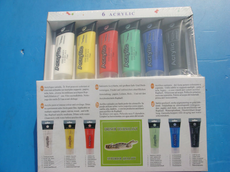 6 colors 75ml cheap acrylic paint set, acrylic paint color, high quality acrylic paint, EN71-3,EN71-9問屋・仕入れ・卸・卸売り