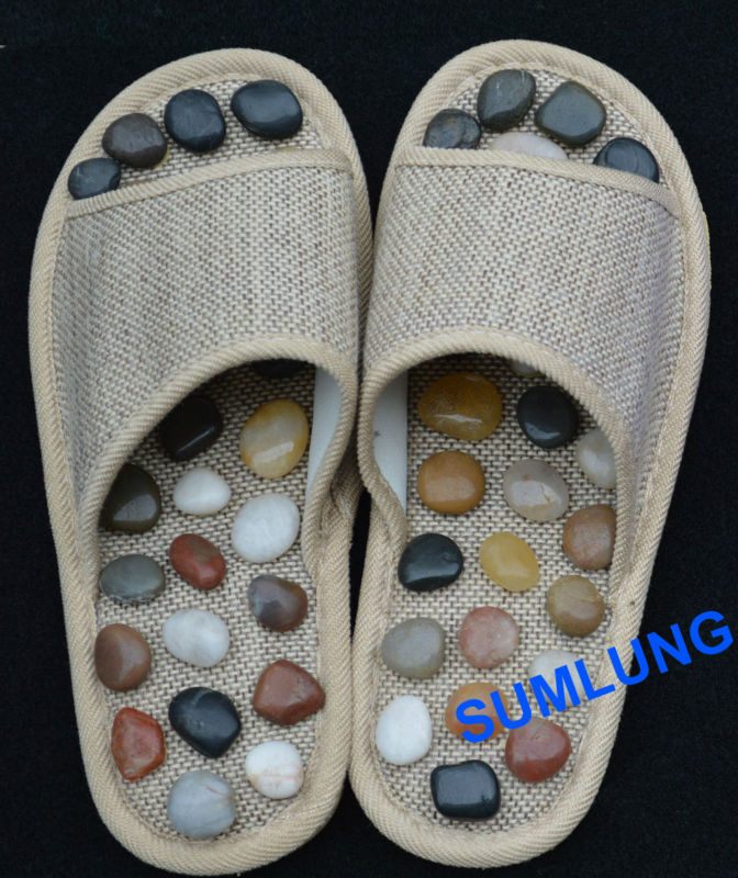自然な小石マッサージスリッパ男性と女性のための健康靴足の指圧磁気療法リフレ仕入れ・メーカー・工場