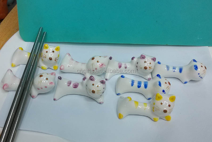 創造的な美しい高品質セラミックス猫の形の箸ホルダー残り箸ラック仕入れ・メーカー・工場