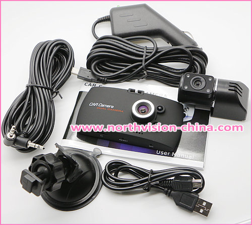 デュアルカメラdvr、 novatekプログラム、 h。 264、 2.7インチの液晶、 モーション検知、 g- センサー、 サポート32gbtfカード問屋・仕入れ・卸・卸売り