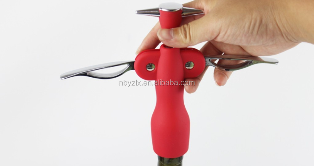 2014 new design Angel wings zinc alloy corkscrew red wine bottle opener