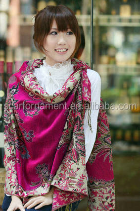 カシューナッツの花の女性のスカーフ180*70cmジャカードパシュミナショール問屋・仕入れ・卸・卸売り