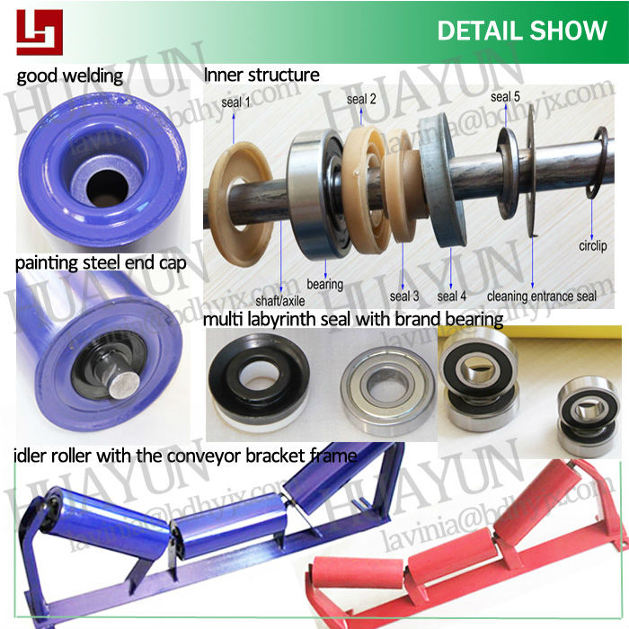 4 inch diameter steel troughing belt conveyor roller carrier roller