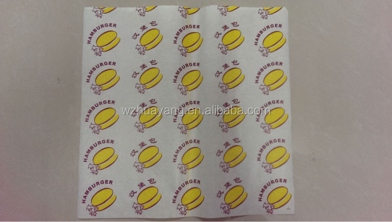 custom printed food grade greaseproof hamburger wrapping paper coloured packaging paper made in china manufacturer supplier