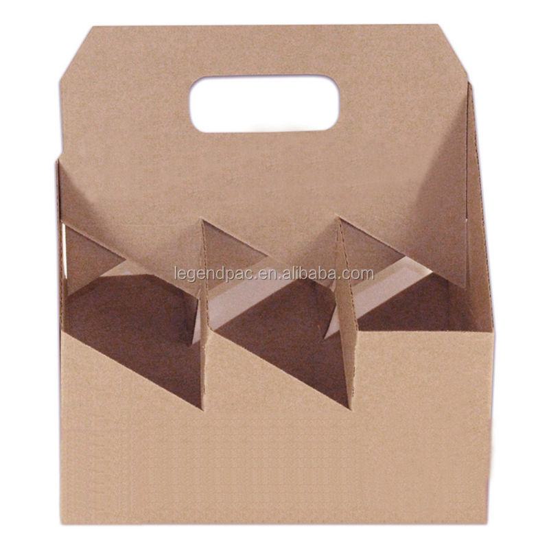 Kraft Paper Printed 6 Pack Bottle Carrier for Wine