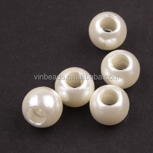 大きな穴5mm10*12mmパールビーズ、 分厚いパールホワイトアクリル装飾用ビーズ問屋・仕入れ・卸・卸売り