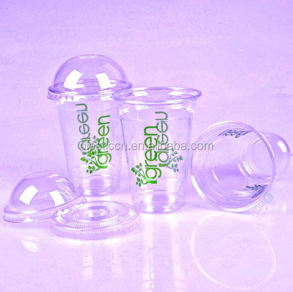 12 oz plastic smoothie cup/disposable juice cup/wholesale cups with lid,China green price