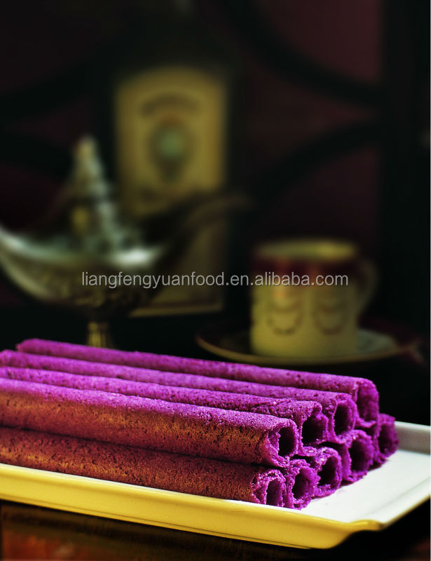 handmade egg roll cookie with black sesame