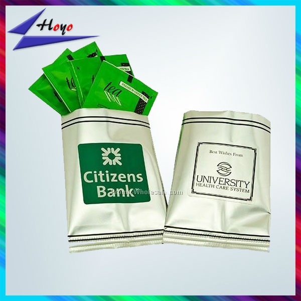 wholesale 3side sealing aluminum foil zip lock plastic green tea bag