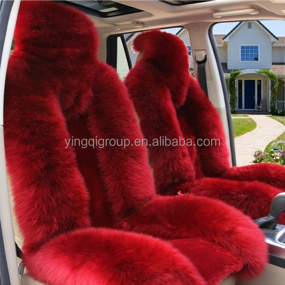 オーストラリアのシープスキン、 長い髪のヤギの毛皮中空車のフロントシートクッション、 卸売プロのカスタマイズされた、 任意の色、 ワインレッドas03-9問屋・仕入れ・卸・卸売り