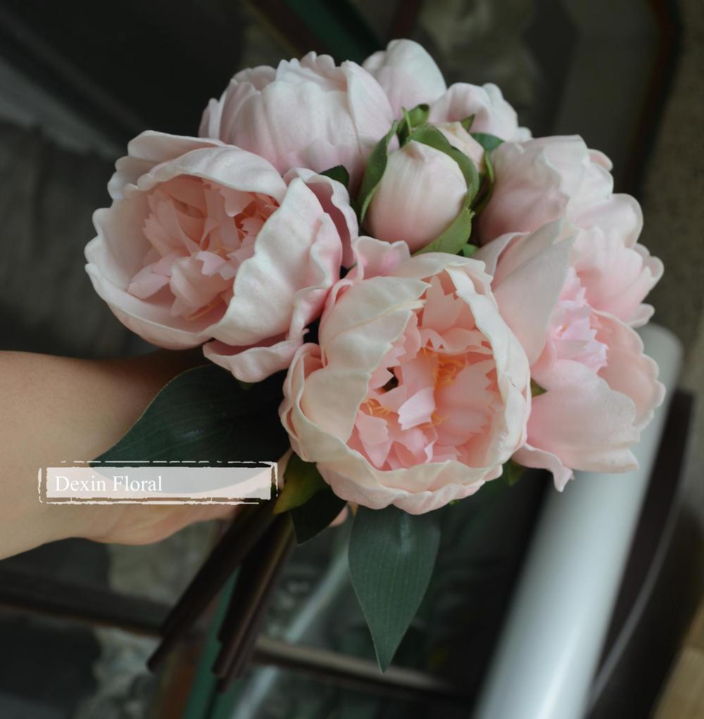 Real Touch Peony Bridal Bouquet Artificial Posy Flowers Home Decor in