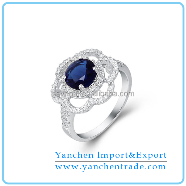 古典的なデザインの花の形のスターリングシルバーの結婚指輪925aaacz付きダイヤモンド問屋・仕入れ・卸・卸売り