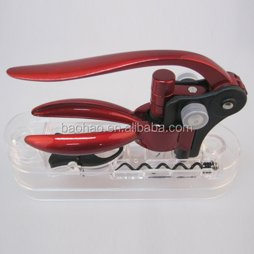 Cheap and hot selling plastic rabbit corkscrew and Red wine opener set with corkscrew and foil cutter