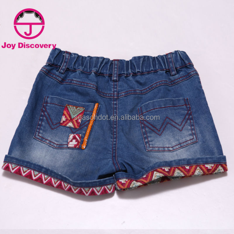 クールなスタイル2014年若い女の子の刺繍のデザインのジーンズのショートパンツ問屋・仕入れ・卸・卸売り