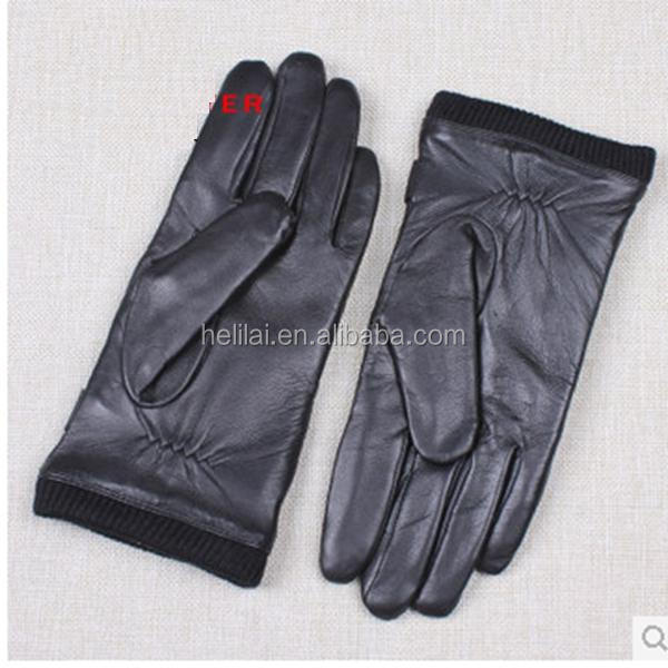 黒の男性の革の手袋em004ボタン付き問屋・仕入れ・卸・卸売り