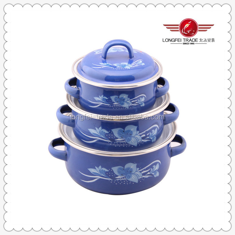 ディープカラーデカールで諸口3pcs/set16/18/20cm調理器具エナメルキャセロール問屋・仕入れ・卸・卸売り