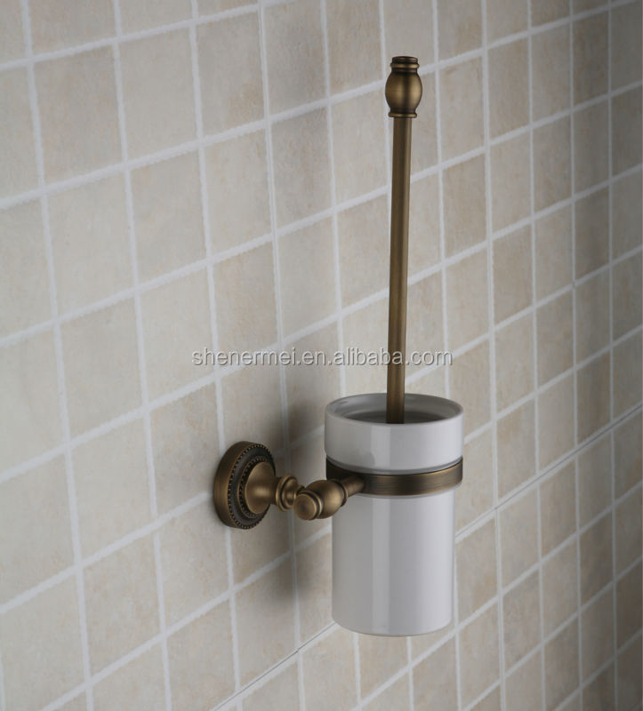 アンティーク2014年ファッションホワイトセラミックトイレブラシホルダーアンティーク銅浴室用アクセサリー仕入れ・メーカー・工場