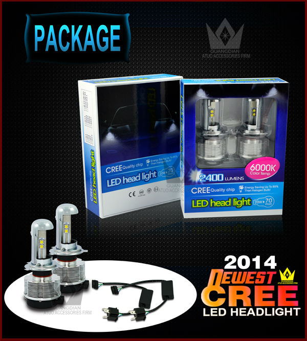 2014新登場LED バルブ HIDの時代は終わり! オールインワン CREE社 LED ホワイト6000k LED ヘッドライト＆フォグランプH4 Hi Lo切り替え式H4 LEDバルブ ヘッドランプ 1年保証問屋・仕入れ・卸・卸売り