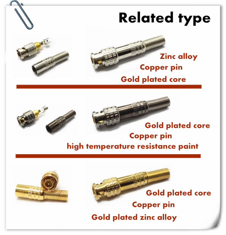 金メッキrg59圧着銅bncコネクタcctvカメラ仕入れ・メーカー・工場