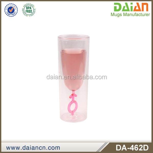 bpa free customized double wall plastic champagne cup